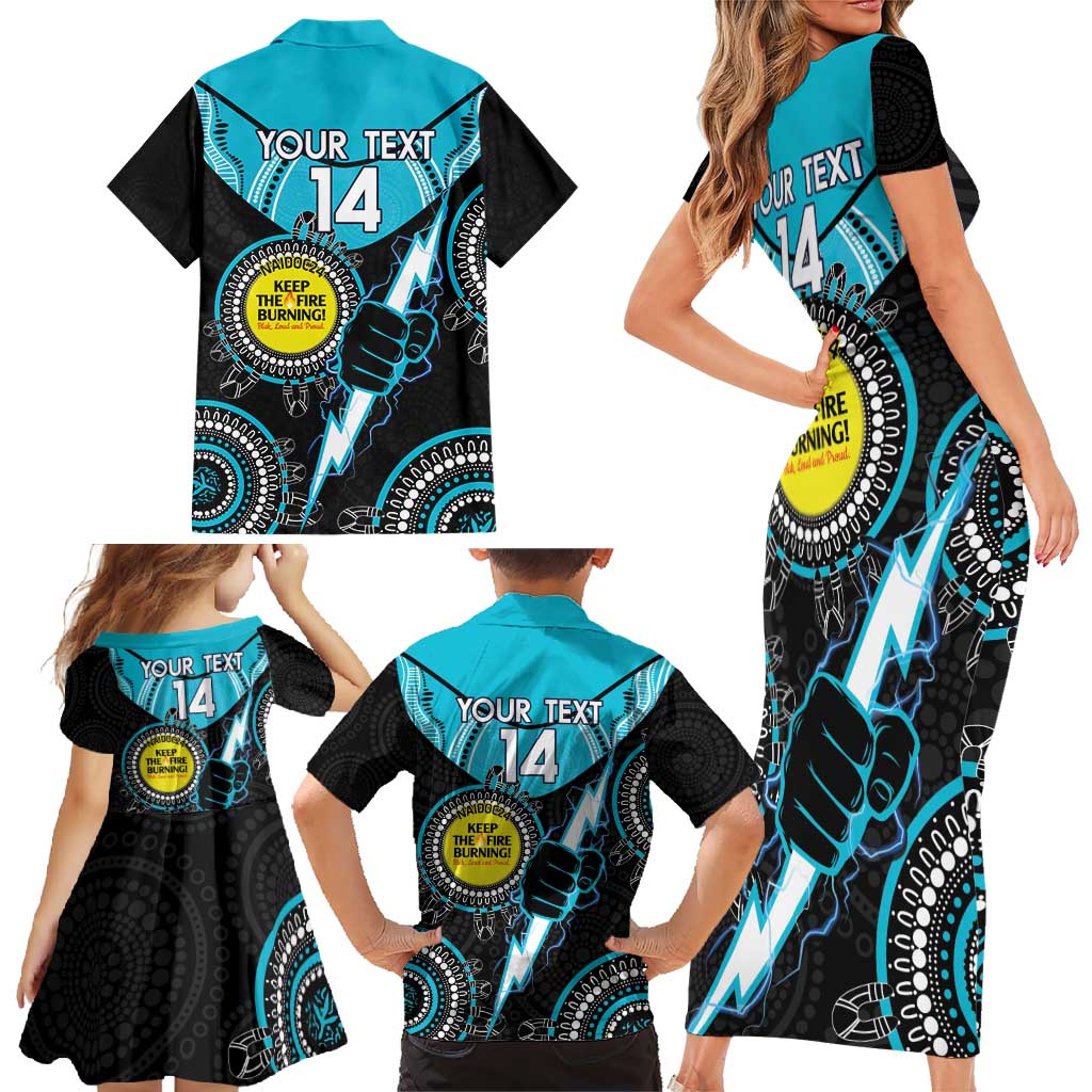 Custom AFL Power NAIDOC Week Family Matching Short Sleeve Bodycon Dress and Hawaiian Shirt Keep The Fire Burning Indigenous Art