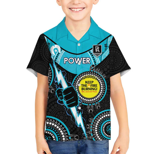 Custom AFL Power NAIDOC Week Family Matching Short Sleeve Bodycon Dress and Hawaiian Shirt Keep The Fire Burning Indigenous Art