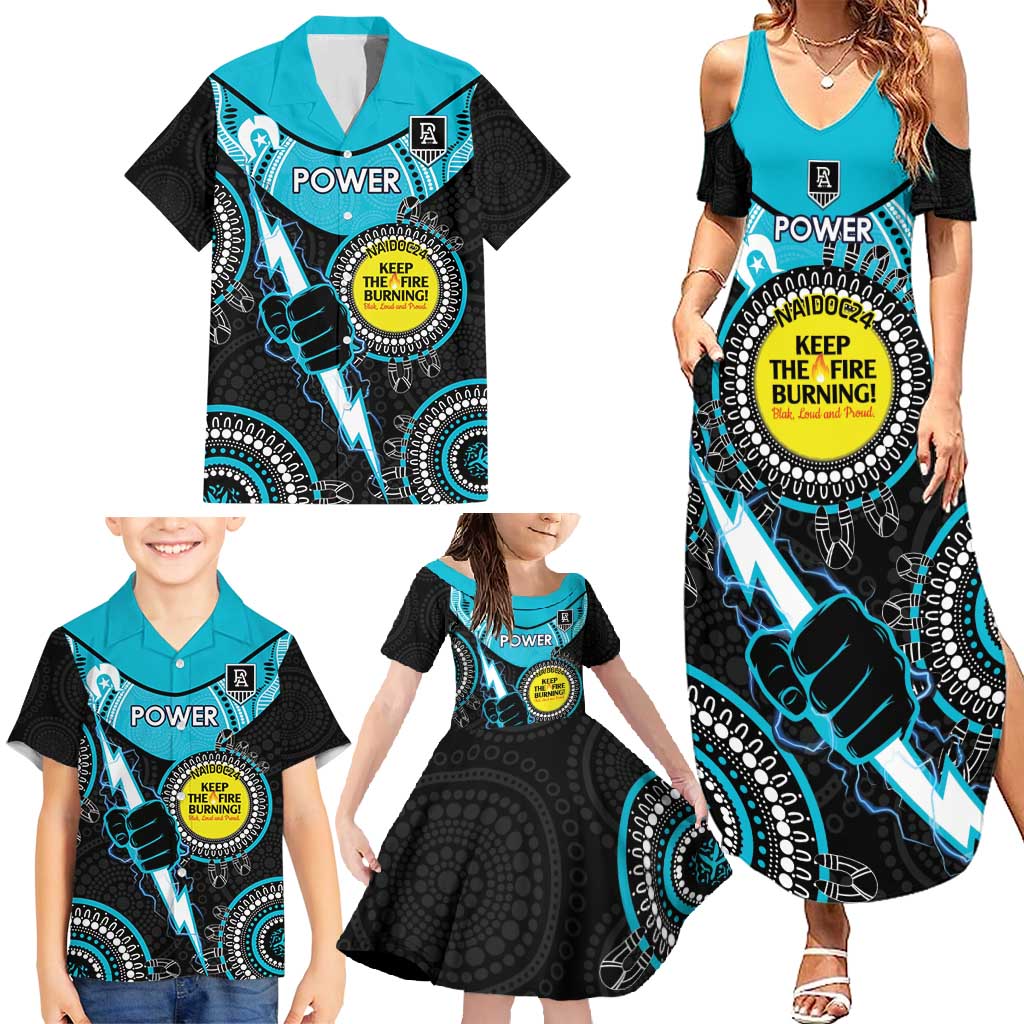 Custom AFL Power NAIDOC Week Family Matching Summer Maxi Dress and Hawaiian Shirt Keep The Fire Burning Indigenous Art