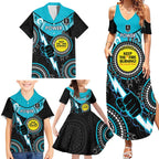 Custom AFL Power NAIDOC Week Family Matching Summer Maxi Dress and Hawaiian Shirt Keep The Fire Burning Indigenous Art