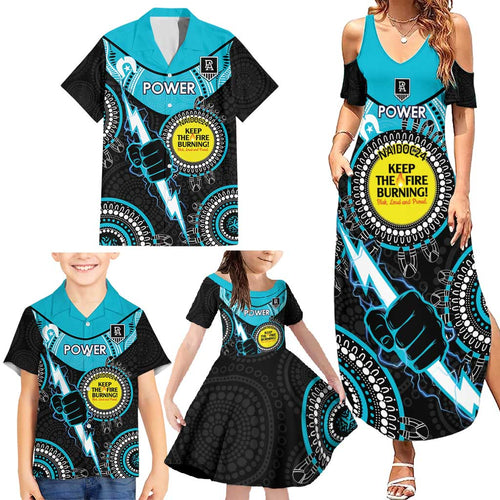 Custom AFL Power NAIDOC Week Family Matching Summer Maxi Dress and Hawaiian Shirt Keep The Fire Burning Indigenous Art