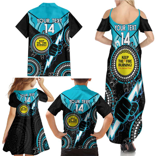 Custom AFL Power NAIDOC Week Family Matching Summer Maxi Dress and Hawaiian Shirt Keep The Fire Burning Indigenous Art