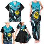 Custom AFL Power NAIDOC Week Family Matching Tank Maxi Dress and Hawaiian Shirt Keep The Fire Burning Indigenous Art