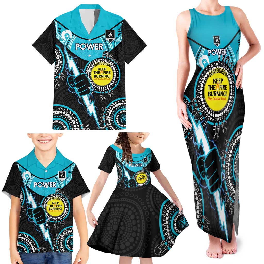 Custom AFL Power NAIDOC Week Family Matching Tank Maxi Dress and Hawaiian Shirt Keep The Fire Burning Indigenous Art