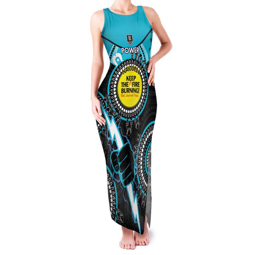 Custom AFL Power NAIDOC Week Family Matching Tank Maxi Dress and Hawaiian Shirt Keep The Fire Burning Indigenous Art