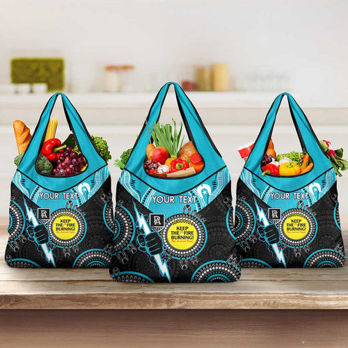 Custom AFL Power NAIDOC Week Grocery Bag Keep The Fire Burning Indigenous Art