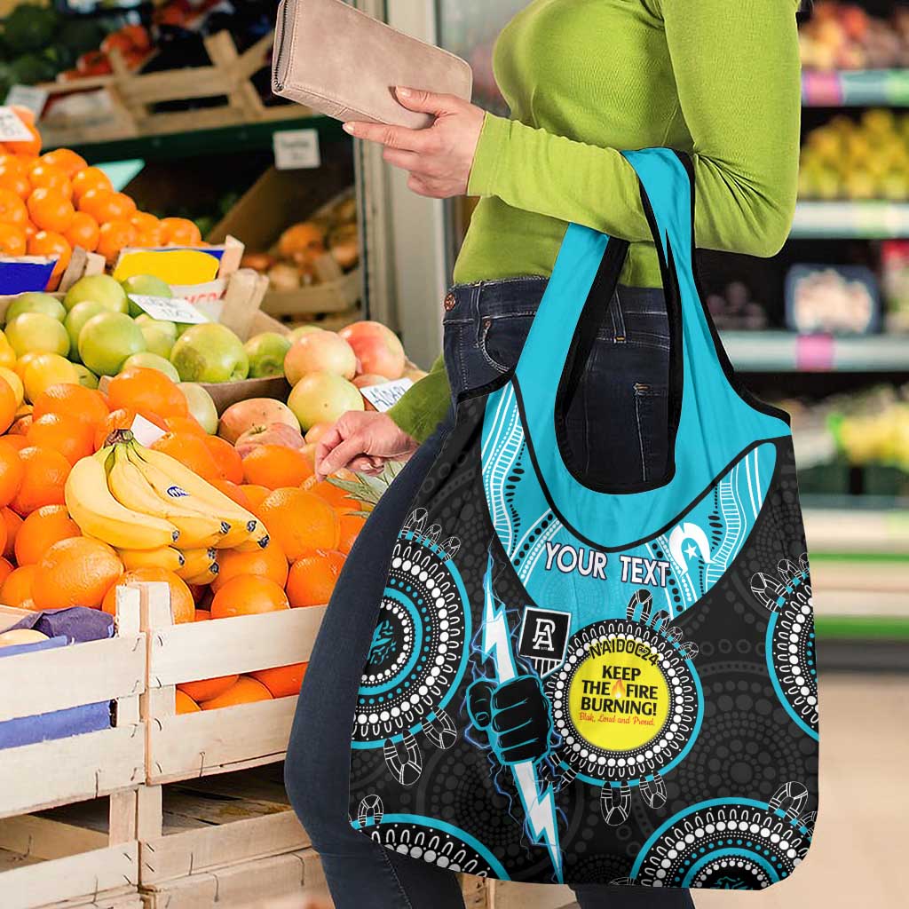 Custom AFL Power NAIDOC Week Grocery Bag Keep The Fire Burning Indigenous Art