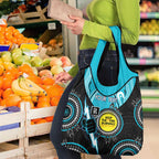 Custom AFL Power NAIDOC Week Grocery Bag Keep The Fire Burning Indigenous Art