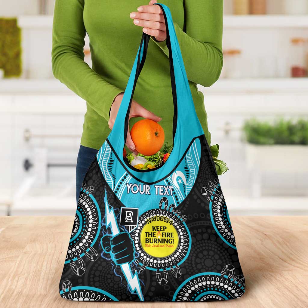 Custom AFL Power NAIDOC Week Grocery Bag Keep The Fire Burning Indigenous Art