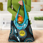 Custom AFL Power NAIDOC Week Grocery Bag Keep The Fire Burning Indigenous Art