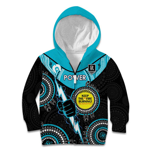 Custom AFL Power NAIDOC Week Kid Hoodie Keep The Fire Burning Indigenous Art