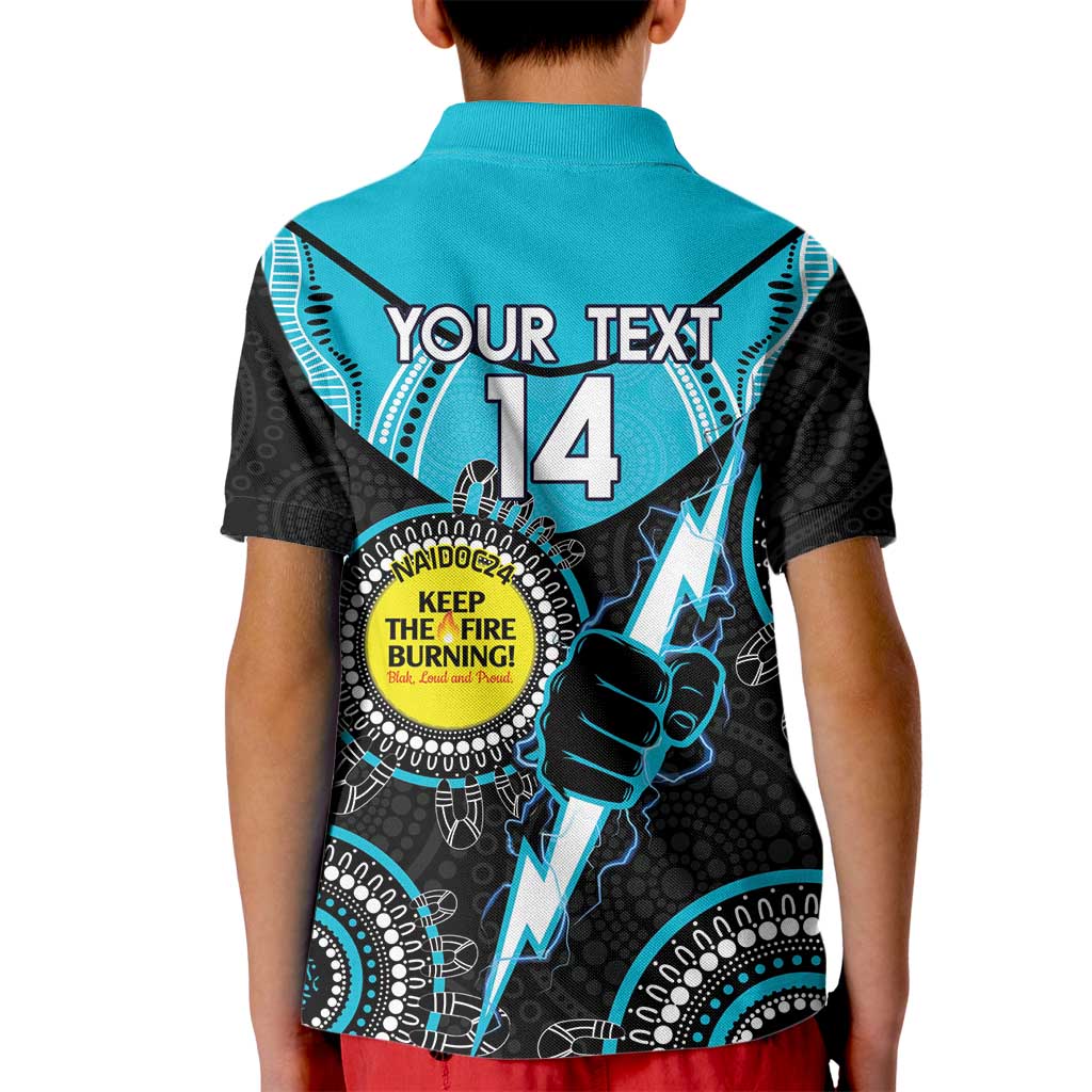Custom AFL Power NAIDOC Week Kid Polo Shirt Keep The Fire Burning Indigenous Art