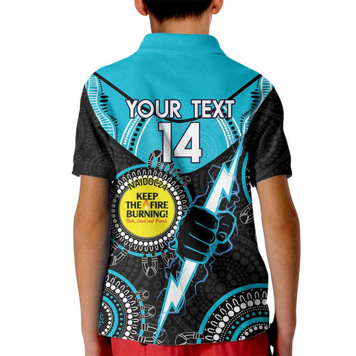 Custom AFL Power NAIDOC Week Kid Polo Shirt Keep The Fire Burning Indigenous Art