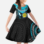 Custom AFL Power NAIDOC Week Kid Short Sleeve Dress Keep The Fire Burning Indigenous Art