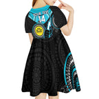 Custom AFL Power NAIDOC Week Kid Short Sleeve Dress Keep The Fire Burning Indigenous Art