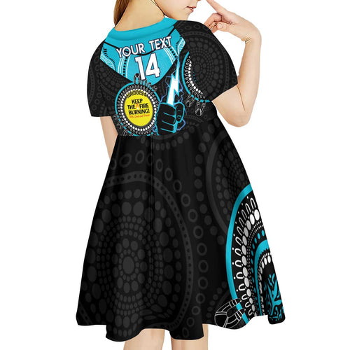 Custom AFL Power NAIDOC Week Kid Short Sleeve Dress Keep The Fire Burning Indigenous Art