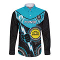 Custom AFL Power NAIDOC Week Long Sleeve Button Shirt Keep The Fire Burning Indigenous Art