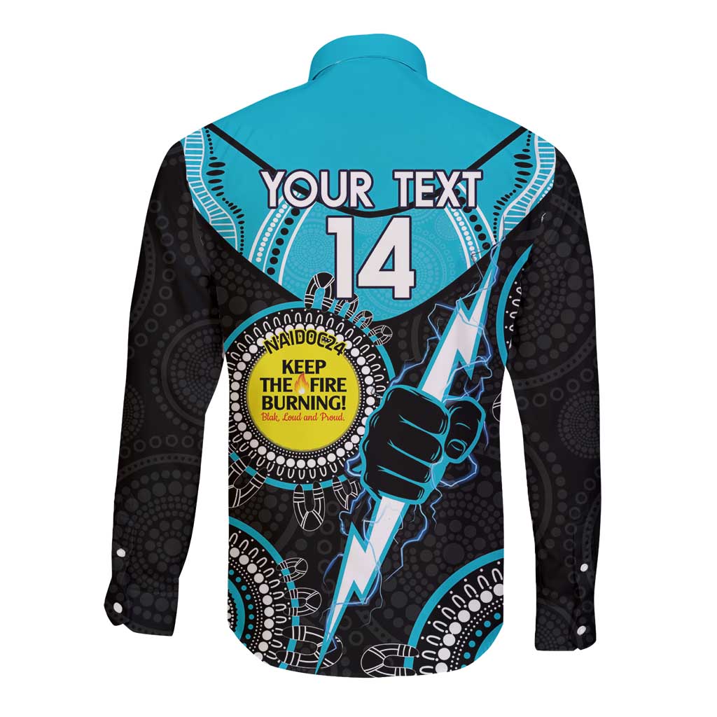 Custom AFL Power NAIDOC Week Long Sleeve Button Shirt Keep The Fire Burning Indigenous Art