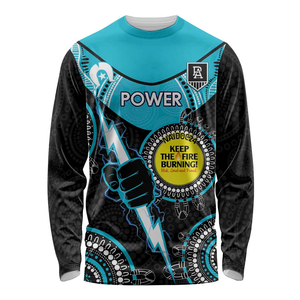 Custom AFL Power NAIDOC Week Long Sleeve Shirt Keep The Fire Burning Indigenous Art