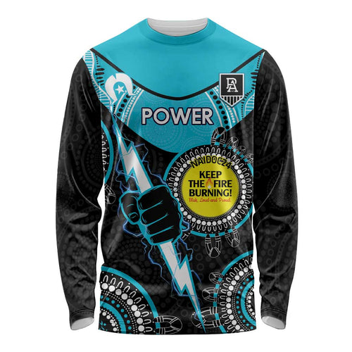 Custom AFL Power NAIDOC Week Long Sleeve Shirt Keep The Fire Burning Indigenous Art