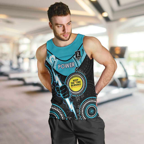 Custom AFL Power NAIDOC Week Men Tank Top Keep The Fire Burning Indigenous Art