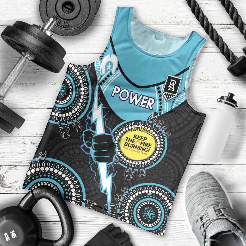 Custom AFL Power NAIDOC Week Men Tank Top Keep The Fire Burning Indigenous Art
