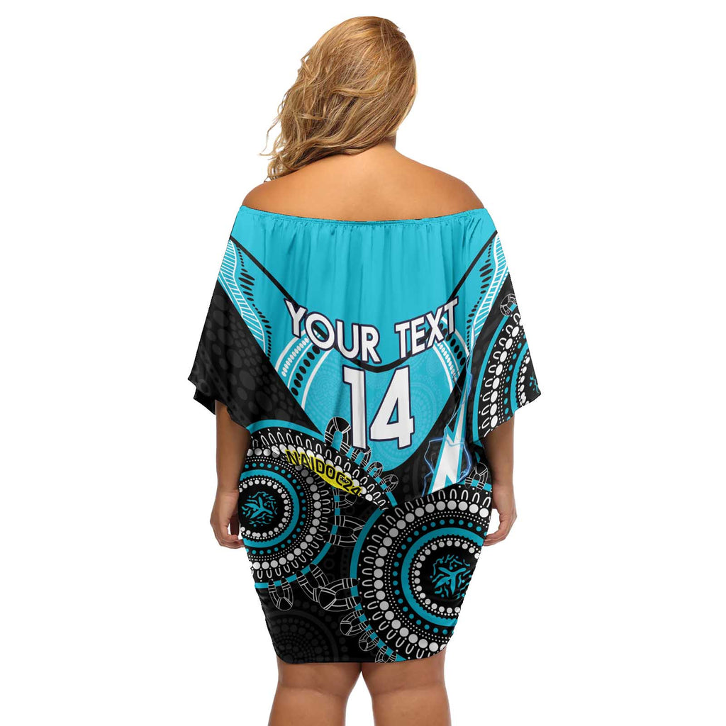 Custom AFL Power NAIDOC Week Off Shoulder Short Dress Keep The Fire Burning Indigenous Art