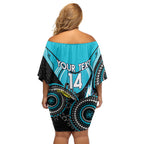 Custom AFL Power NAIDOC Week Off Shoulder Short Dress Keep The Fire Burning Indigenous Art