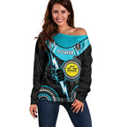 Custom AFL Power NAIDOC Week Off Shoulder Sweater Keep The Fire Burning Indigenous Art