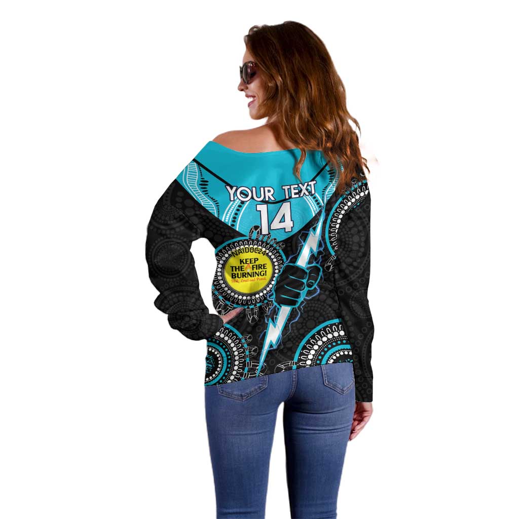 Custom AFL Power NAIDOC Week Off Shoulder Sweater Keep The Fire Burning Indigenous Art