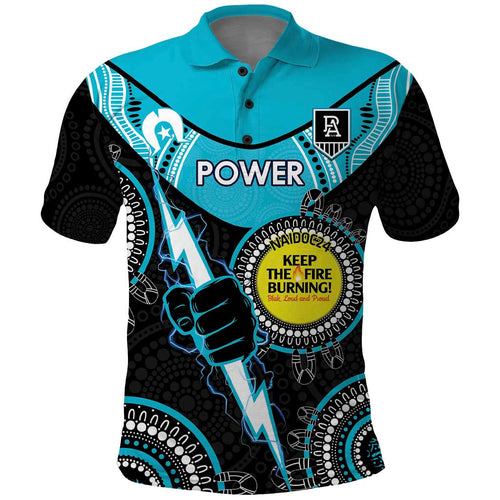 Custom AFL Power NAIDOC Week Polo Shirt Keep The Fire Burning Indigenous Art