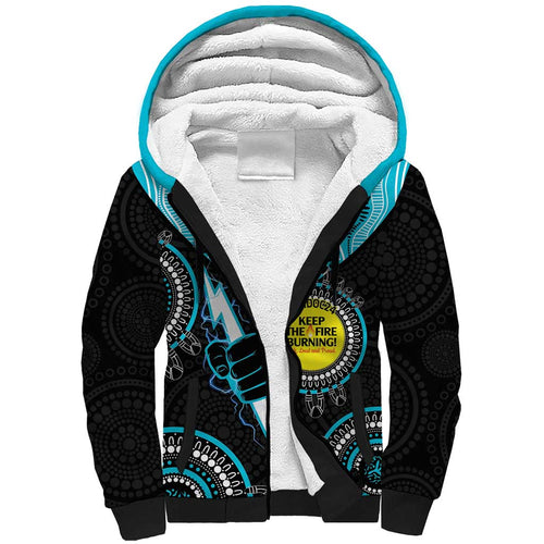 Custom AFL Power NAIDOC Week Sherpa Hoodie Keep The Fire Burning Indigenous Art