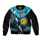 Custom AFL Power NAIDOC Week Sleeve Zip Bomber Jacket Keep The Fire Burning Indigenous Art