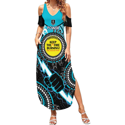 Custom AFL Power NAIDOC Week Summer Maxi Dress Keep The Fire Burning Indigenous Art