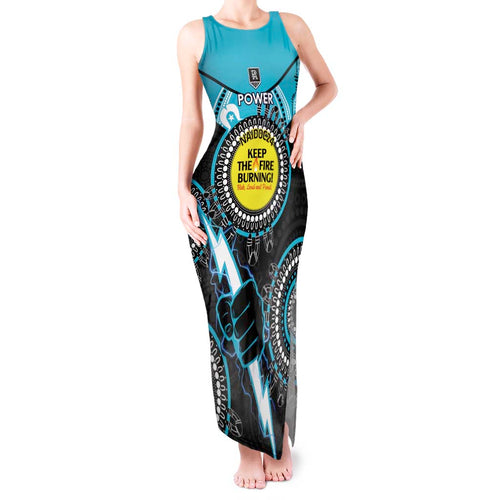 Custom AFL Power NAIDOC Week Tank Maxi Dress Keep The Fire Burning Indigenous Art