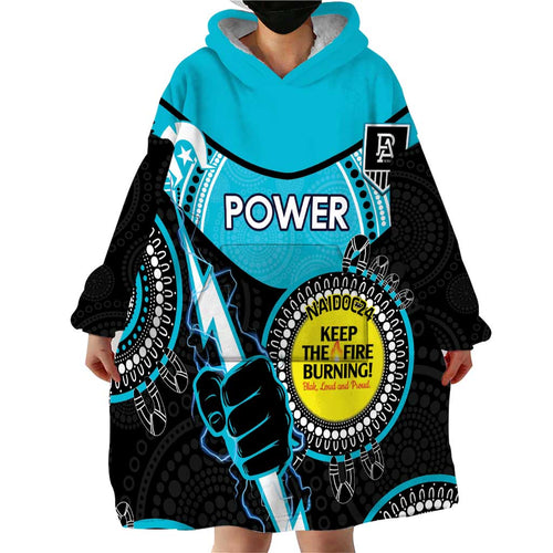 Custom AFL Power NAIDOC Week Wearable Blanket Hoodie Keep The Fire Burning Indigenous Art