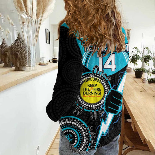 Custom AFL Power NAIDOC Week Women Casual Shirt Keep The Fire Burning Indigenous Art