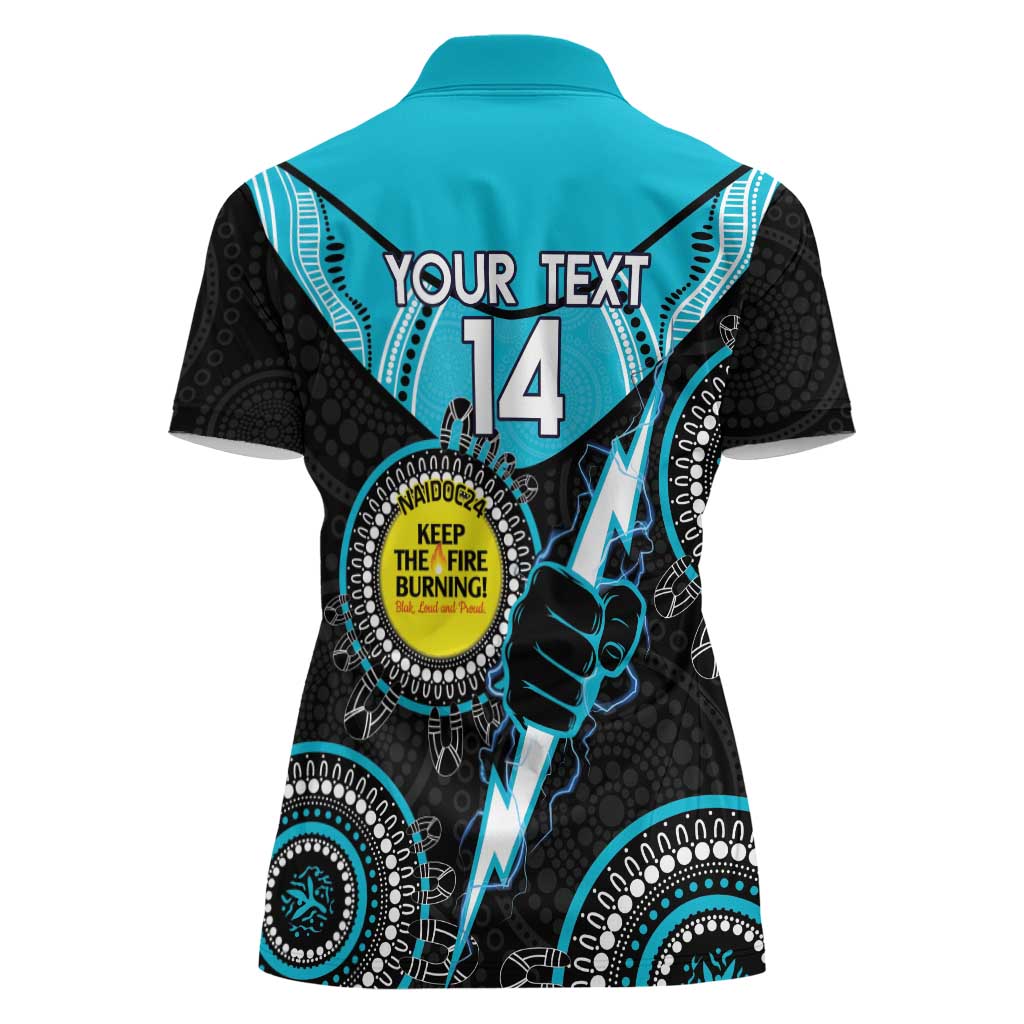 Custom AFL Power NAIDOC Week Women Polo Shirt Keep The Fire Burning Indigenous Art