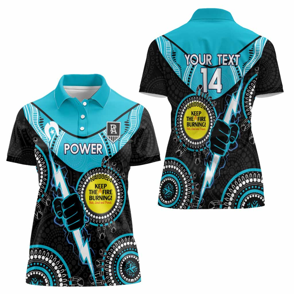 Custom AFL Power NAIDOC Week Women Polo Shirt Keep The Fire Burning Indigenous Art