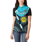 Custom AFL Power NAIDOC Week Women Polo Shirt Keep The Fire Burning Indigenous Art