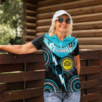 Custom AFL Power NAIDOC Week Women Polo Shirt Keep The Fire Burning Indigenous Art