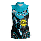 Custom AFL Power NAIDOC Week Women Sleeveless Polo Shirt Keep The Fire Burning Indigenous Art