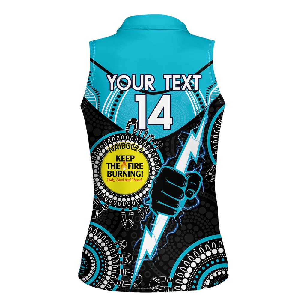 Custom AFL Power NAIDOC Week Women Sleeveless Polo Shirt Keep The Fire Burning Indigenous Art
