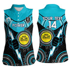 Custom AFL Power NAIDOC Week Women Sleeveless Polo Shirt Keep The Fire Burning Indigenous Art