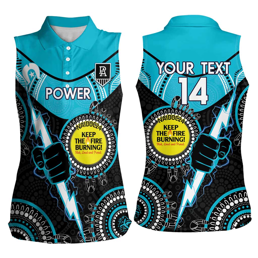 Custom AFL Power NAIDOC Week Women Sleeveless Polo Shirt Keep The Fire Burning Indigenous Art