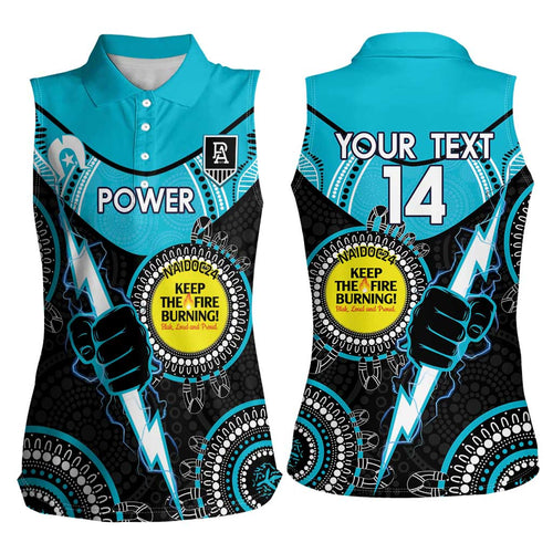 Custom AFL Power NAIDOC Week Women Sleeveless Polo Shirt Keep The Fire Burning Indigenous Art