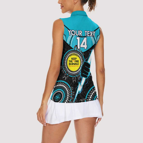 Custom AFL Power NAIDOC Week Women Sleeveless Polo Shirt Keep The Fire Burning Indigenous Art