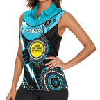Custom AFL Power NAIDOC Week Women Sleeveless Polo Shirt Keep The Fire Burning Indigenous Art