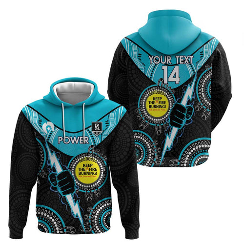 Custom AFL Power NAIDOC Week Zip Hoodie Keep The Fire Burning Indigenous Art
