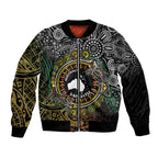 Personalised Australia And Vanuatu Bomber Jacket Aboriginal Lizard Polynesia Ni-Van Pig Tusk
